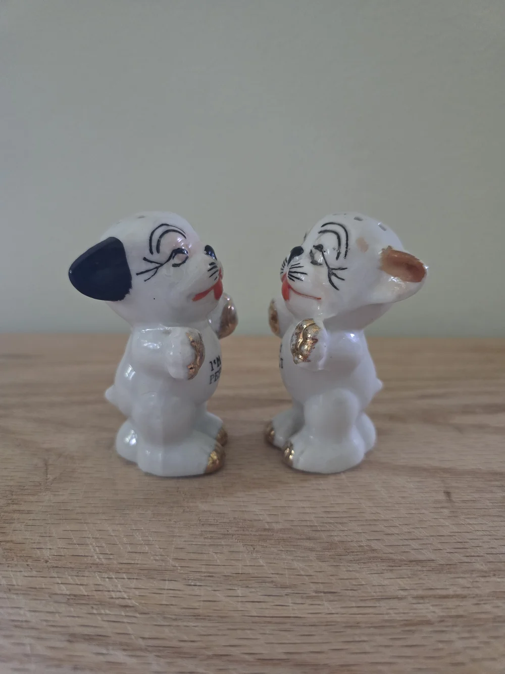 Vintage mid-century ceramic Bonzo the Dog salt and pepper shakers